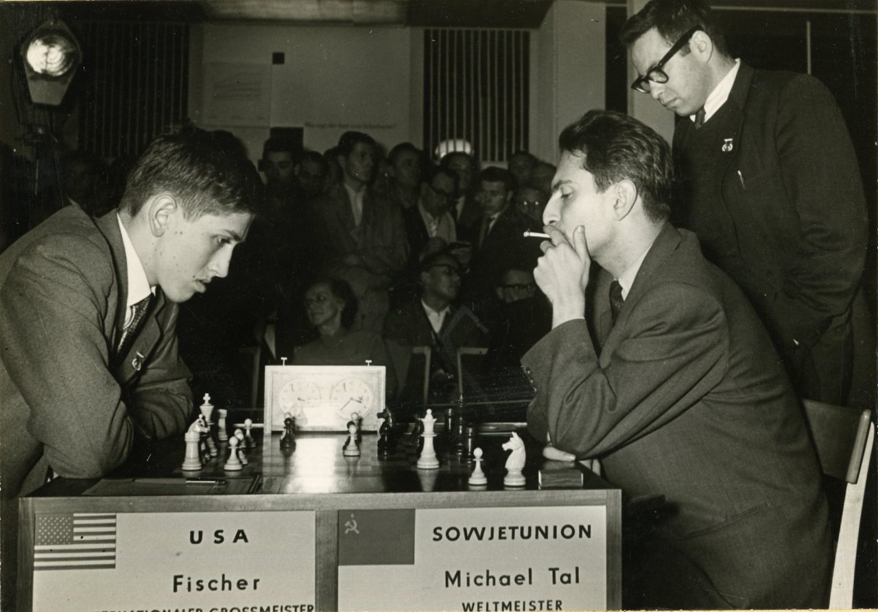 Bobby Fischer - Michail Tal bei der Schacholympiade 1960 in Leipzig