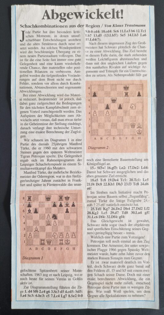 GM Tigran Petrosjan - Manfred Türke, Leipzig 1960 Petrosjan-Türke 1960